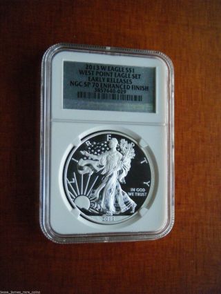 2013 W Enhanced Silver Eagle Ngc Sp70 Silver Foil Early Releases 1 Coin (ms70) photo