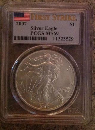 2007 Silver Eagle First Strike Pcgs Ms69 photo