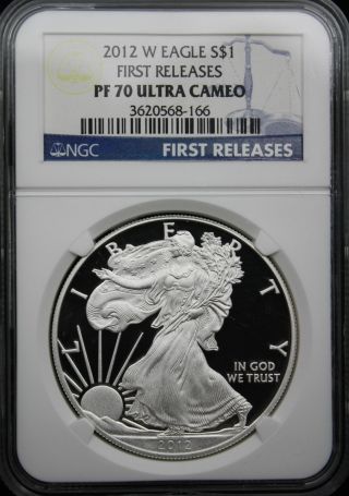 2012 W Proof Silver Eagle First Releases Ngc Pf 70 Ultra Cameo 568 - 166 photo
