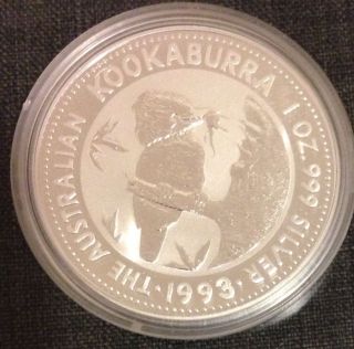 1993 Australian Kookaburra 1 Oz 999 Silver Coin photo