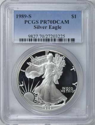 1989 - S $1 Pcgs Pr70 Dcameo American (proof Silver Eagle) - Pr70 Rare.  999 P photo