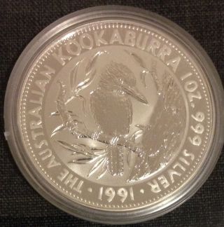 1991 Australian Kookaburra 1 Oz 999 Silver Coin photo