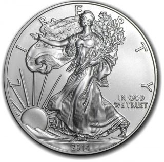 2014 American Silver Eagle.  999 Fine 1 Oz Silver Solid Bullion. photo