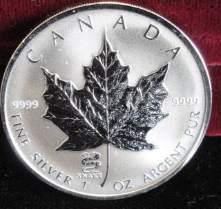 2001 Canada $5 Silver Maple Leaf Coin Snake Privy photo