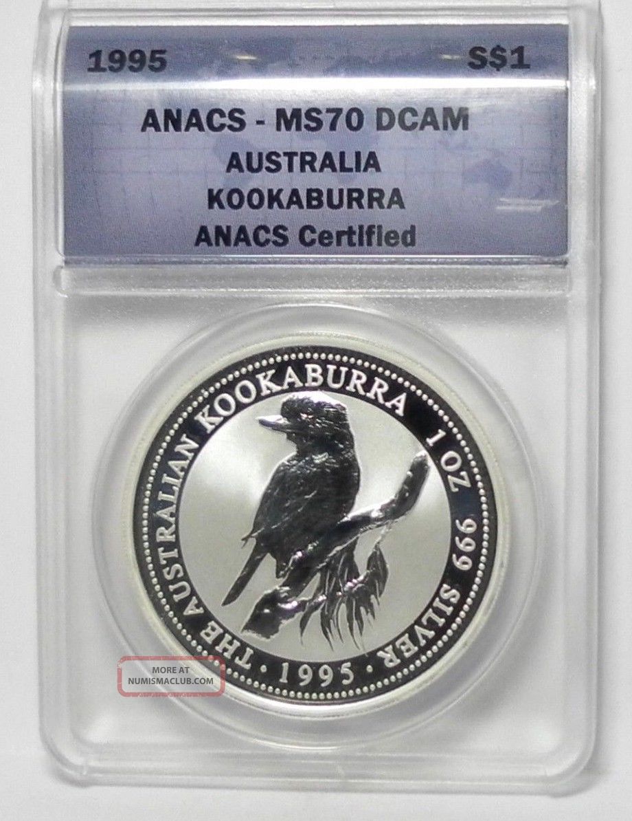 1995 Australia Kookaburra Anacs Ms70 $1 Dollar 1 Oz 999 Silver 1 Day Australia photo
