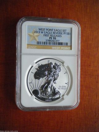 2013 W Reverse Proof Silver Eagle Ngc Pf70 Gold Star First Releases One Coin photo