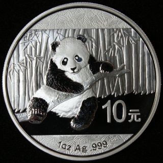 2014 China 10 Yuan Silver Panda Bullion Coin One Troy Ounce.  999 Fine Silver photo