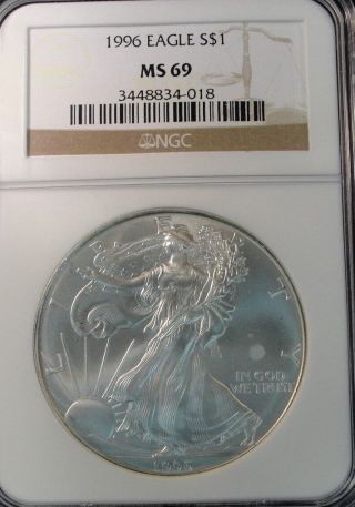 1996 Eagle Silver $1.  00 Ngc Ms 69 photo