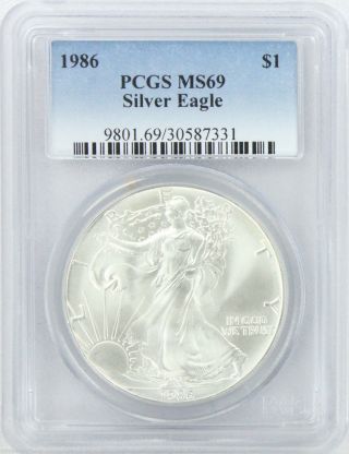 1986 American Silver Eagle Pcgs Ms69 State 69 photo