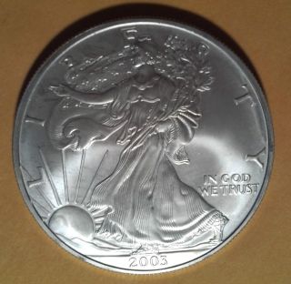 2003 Liberty American Silver Eagle.  999 Fine Silver Coin One Ounce Bullion photo