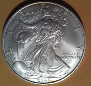 2005 Liberty American Silver Eagle.  999 Fine Silver Coin One Ounce Bullion photo