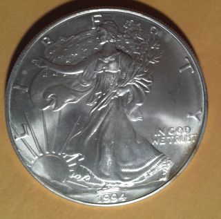 1994 Liberty American Silver Eagle.  999 Fine Silver Coin One Ounce Bullion photo