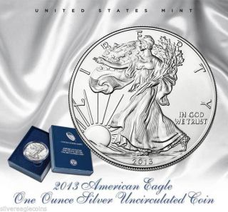 2013 - W Burnished Uncirculated Silver Eagle Ogp - Lowest Mintage Of Series photo