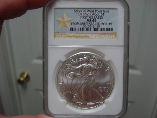 Ngc 2012 (w) Ms 69 American Silver Eagle (ase) - First Release - Gold Label photo