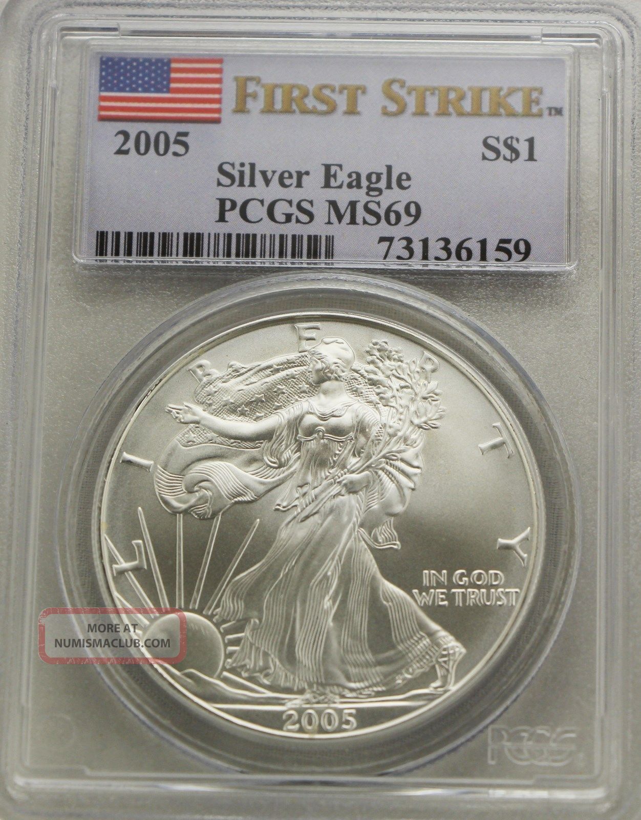 2005 Silver Eagle Pcgs Ms69 First Strike Fs Dollar