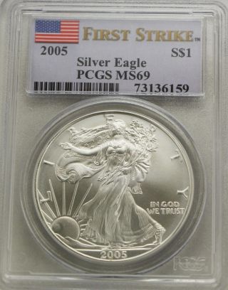 2005 Silver Eagle Pcgs Ms69 First Strike Fs Dollar photo