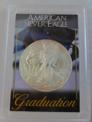 2014 Graduation Gift 1 Oz American Silver Eagle $1 Bullion Coin.  999 Fine Silvr photo