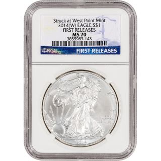 2014 - (w) American Silver Eagle - Ngc Ms70 - First Releases photo