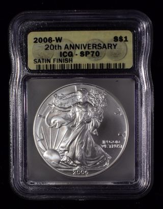 2006 - W Icg - Sp70 American Eagle $1 Silver 20th Anniversary Certified 5728750144 photo