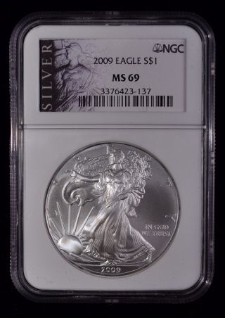 2009 Ngc Ms69 American Eagle $1 Dollar 1 Ounce Silver Coin Certified 3376423 - 137 photo