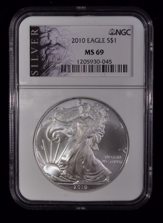 2010 Ngc Ms69 American Eagle $1 Dollar 1 Ounce Silver Certified 1205930 - 045 photo