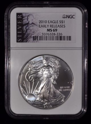 2010 Ngc Ms69 Early Releases American Eagle $1 Silver Certified 3376328 - 226 photo