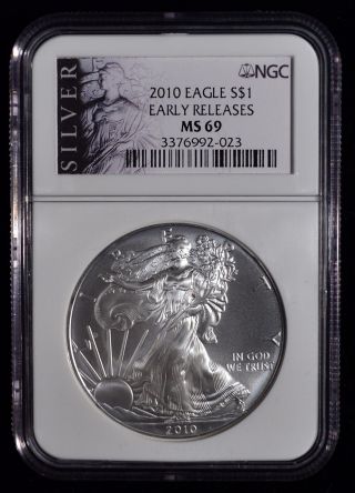 2010 Ngc Ms69 Early Releases American Eagle $1 Silver Certified 3376992 - 023 photo