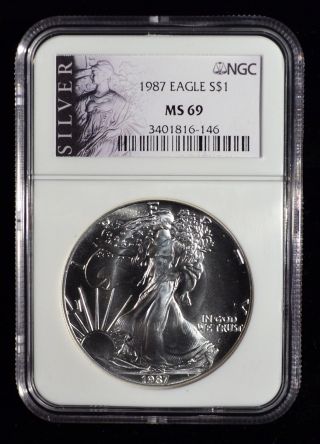 1987 Ngc Ms69 Early Releases American Eagle $1 Silver Certified 3401816 - 146 photo