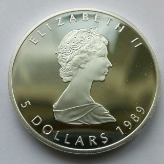 1989 1 Oz Proof Silver Canadian Maple Leaf photo