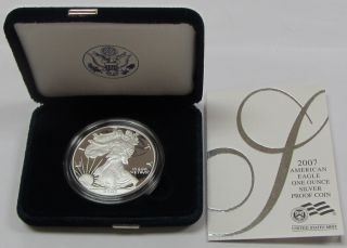 2007 Proof American Silver Eagle With & photo