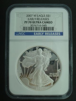 2007 - W American Eagle Silver Dollar $1 Coin Ngc Pf70 Ultra Cameo Early Releases photo