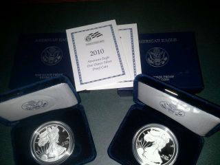 Two 2010 American Eagle Silver 1 Oz Proof Coin Case Box photo