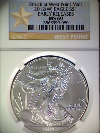 2012 - W Silver American Eagle - Ngc Ms 69 Early Release photo