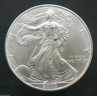 2000 Sae Silver American Eagle 1 Oz Coin photo