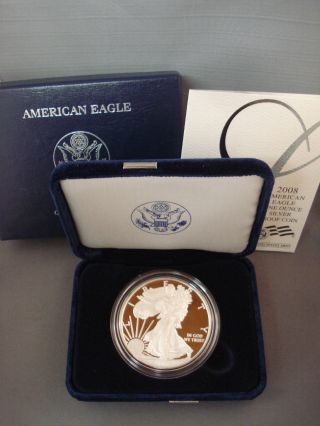 2008 - W Proof American Silver Eagle W/ Box And photo