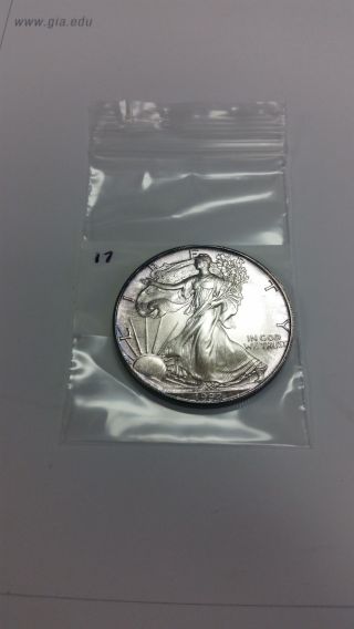 1992 American Eagle Silver $1 Coin Rainbow Toned Eagle Purple And Blue Color photo