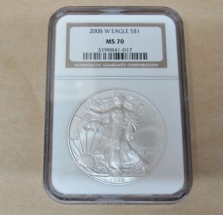 2008 W Silver Eagle Coin S $1 Ngc Ms70 photo