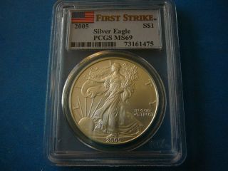 2005 Silver American Eagle Pcgs - Ms 69 - First Strike photo