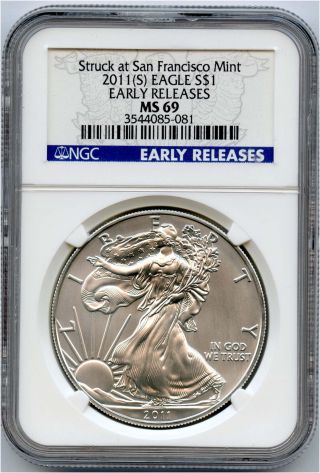 2011 - S $1 Silver Eagle Ngc Early Release Ms 69 photo