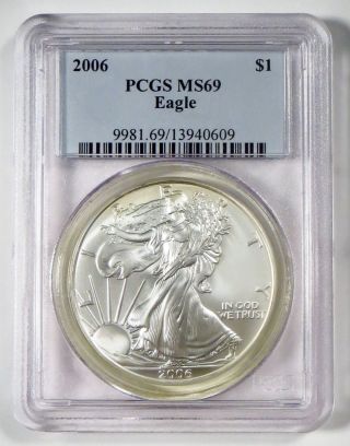 2006 American Eagle $1 Silver Bullion Coin Pcgs Ms69 photo