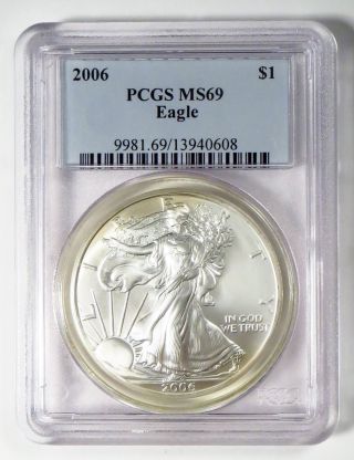 » 2006 « American Eagle $1 Silver Bullion Coin Pcgs Ms69 photo