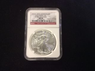 2011 25th Anniversary Silver Eagle Red Label Ngc Ms70 Early Release photo