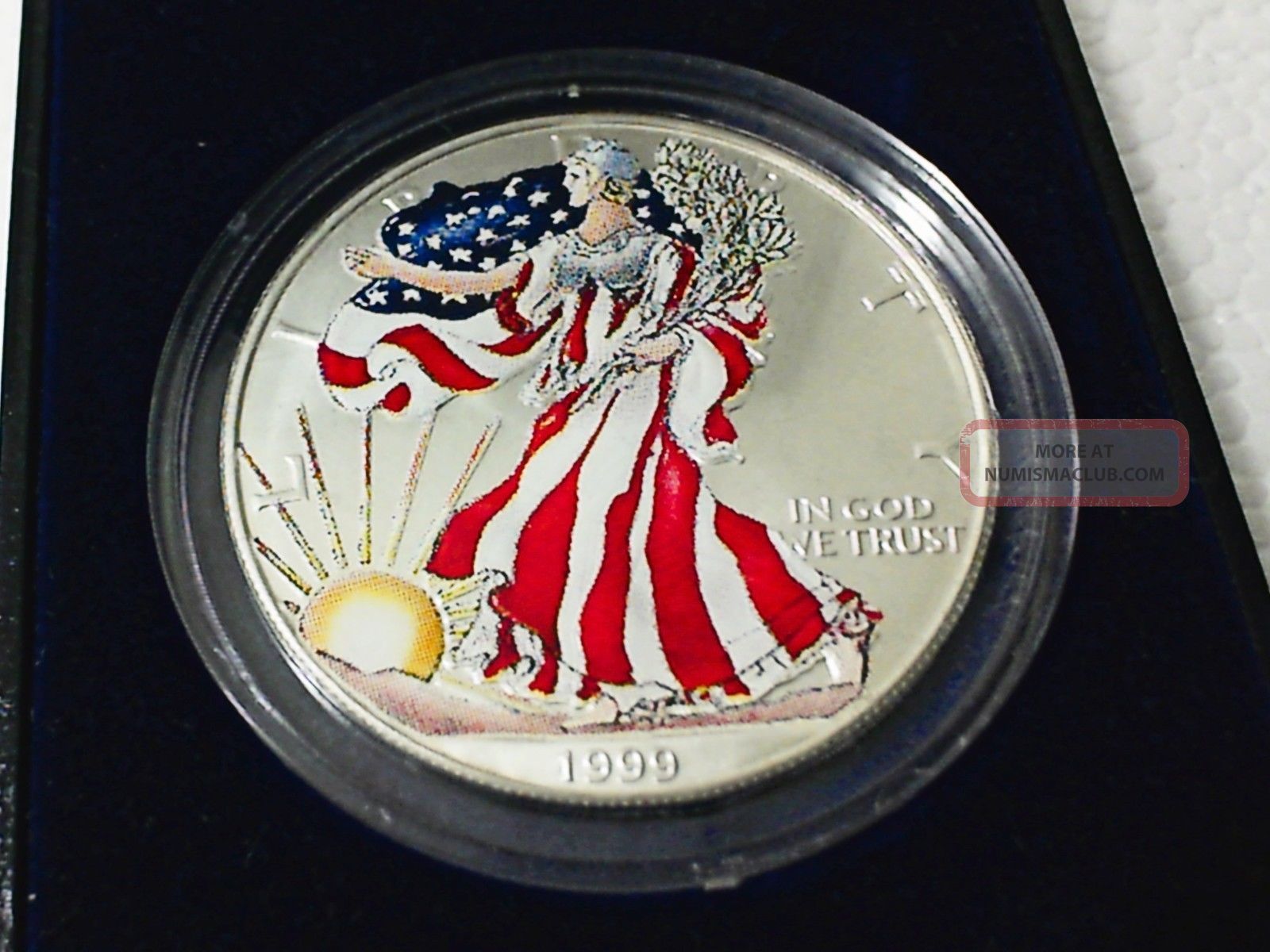 1999 Colorized U S Silver Dollar 1 Oz Fine Silver Coin In Case