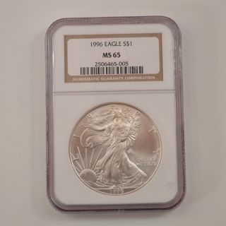 1996 - P $1 American Silver Eagle Ngc Ms - 65 /q6437 photo