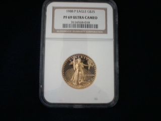 1988 - P $25 Gold 1/2 Oz.  American Eagle Ngc Pf69 Ultra Cameo photo