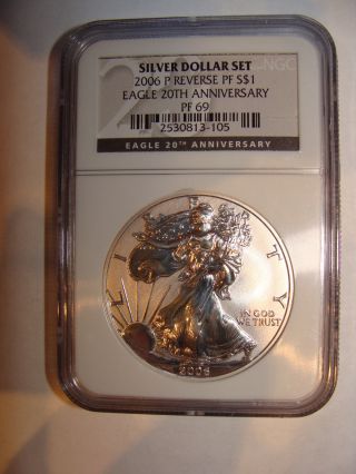 2006 - P Reverse Proof American Silver Eagle 20th Anniversary Ngc Pf69 - $2.  00 S&h photo