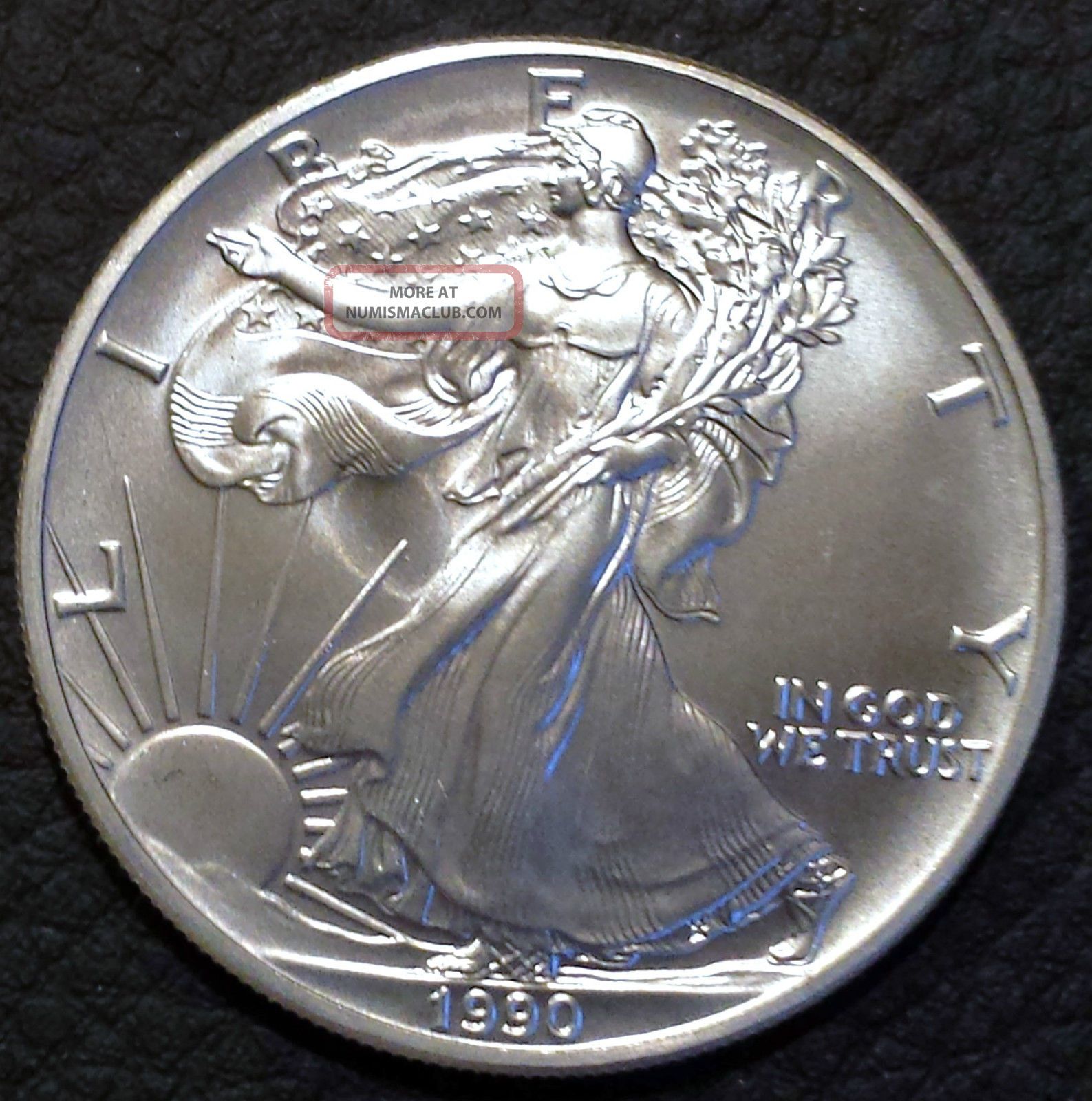  1 1990 Uncirculated American Eagle Silver Dollar No Toning