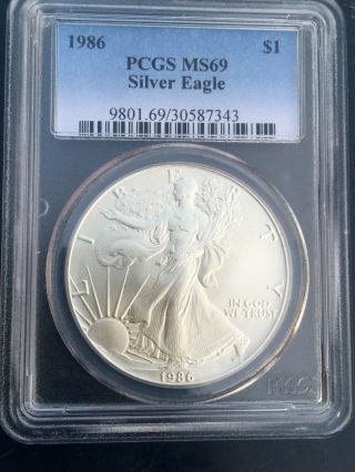 1986 American Silver Eagle - Pcgs Ms69 1st Year photo
