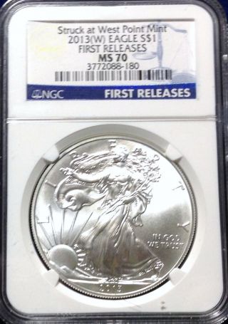 2013 Struck At West Point 1oz Silver Eagle Ngc Ms70 First Release photo