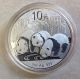 2013 China Chinese 1 Troy Oz.  999 Fine Silver Panda 10 Yuan Coin Bu Silver photo 3